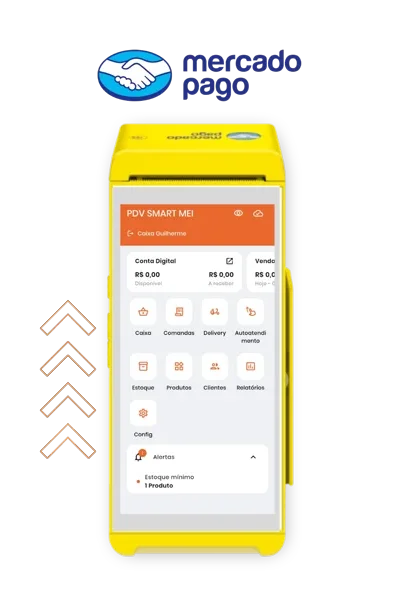 Maquininha Mercado Pago com PDV Smart instalado