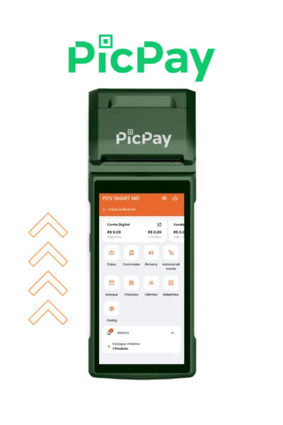 Maquininha PicPay com PDV Smart instalado