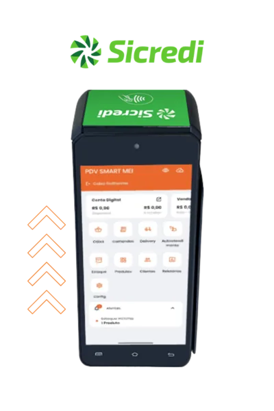 Maquininha Sicredi com PDV Smart instalado