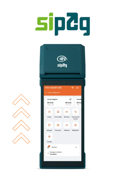 Maquininha SIPAG com PDV Smart instalado