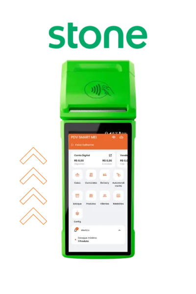 Maquininha Stone com PDV Smart instalado