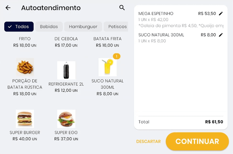 Descarte do pedido no Autoatendimento