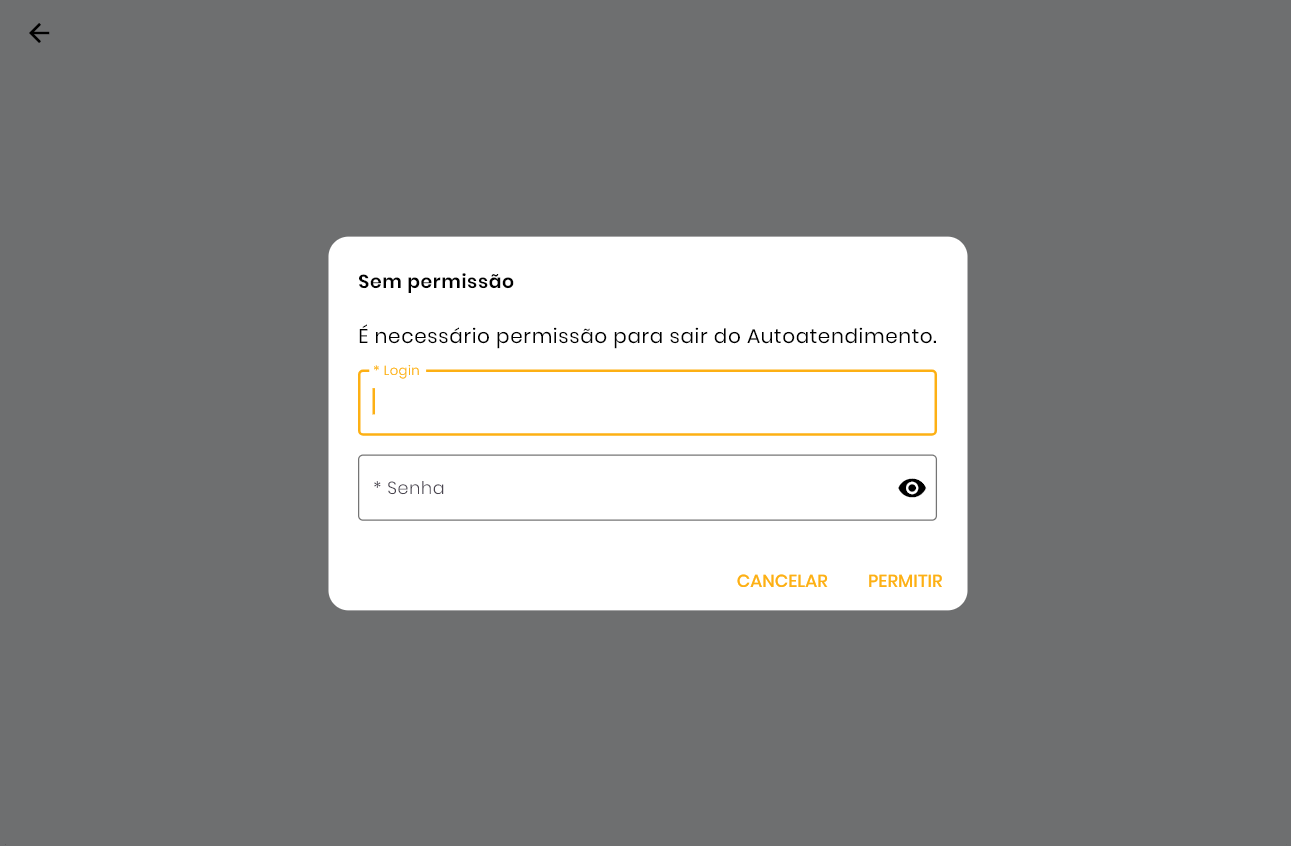 Tela de autenticação para sair do módulo de Autoatendimento
